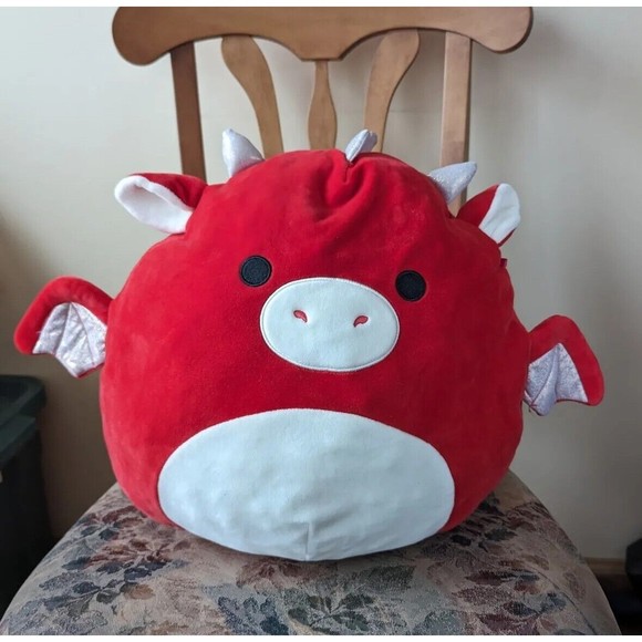 HTF Squishmallows Baiden Red Dragon 16"? 15"? Plush Toy EUC